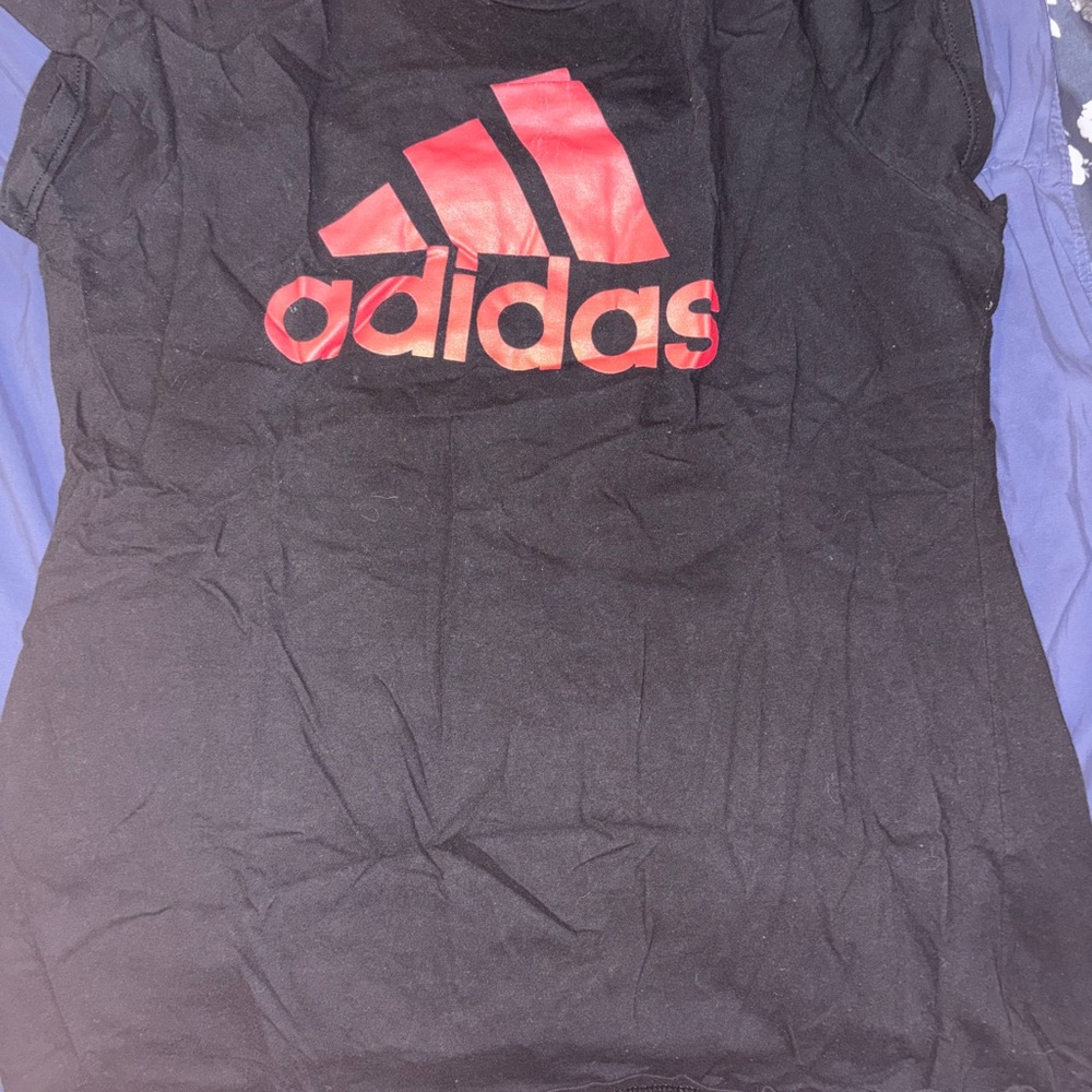 Adidas Black Tee with Red Accent